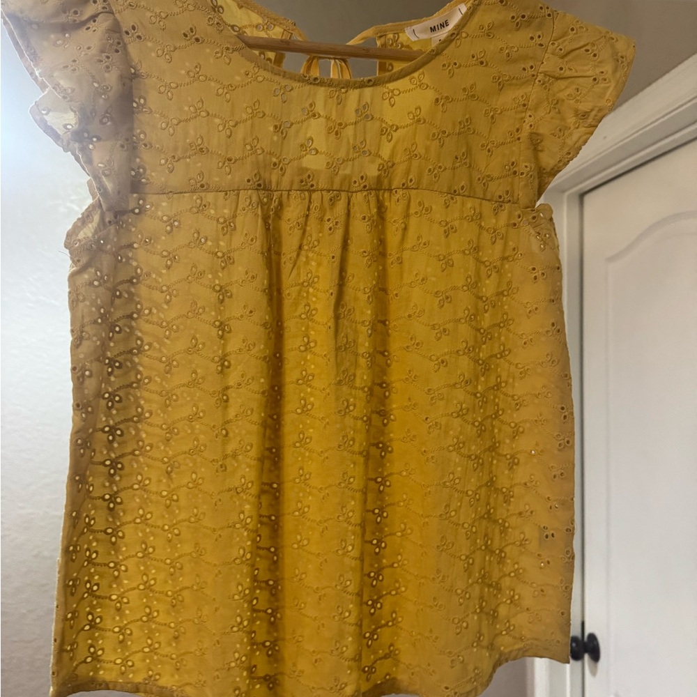 Mine Mustard Eyelet Top